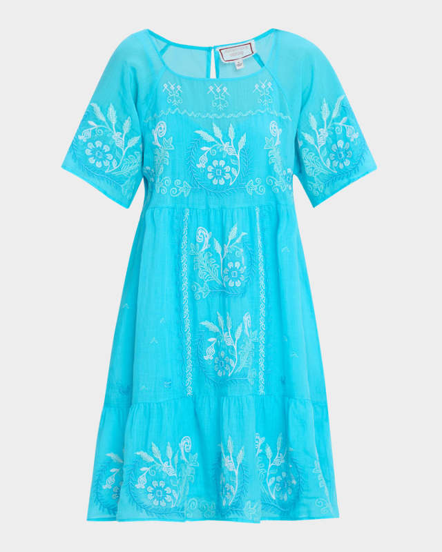 Yohana Tiered Floral-Embroidered Dress